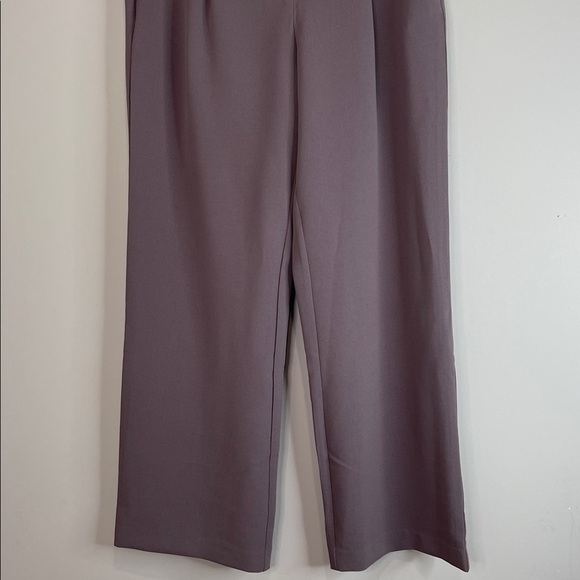 DKNY Wide Leg Pants Trousers Taupe Brown Pockets One Pleat Elastic Waistband 8 - Picture 4 of 11